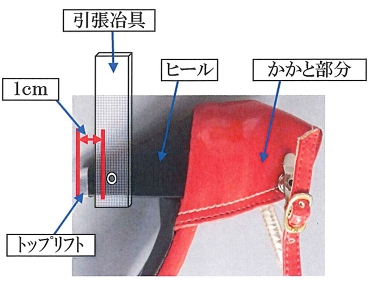 ヒールの取付強度試験